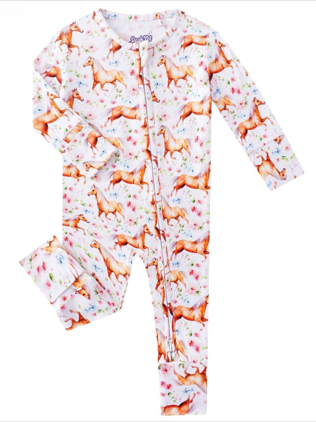 PoshTOT Horse Bamboo Baby Convertible Zippy Romper