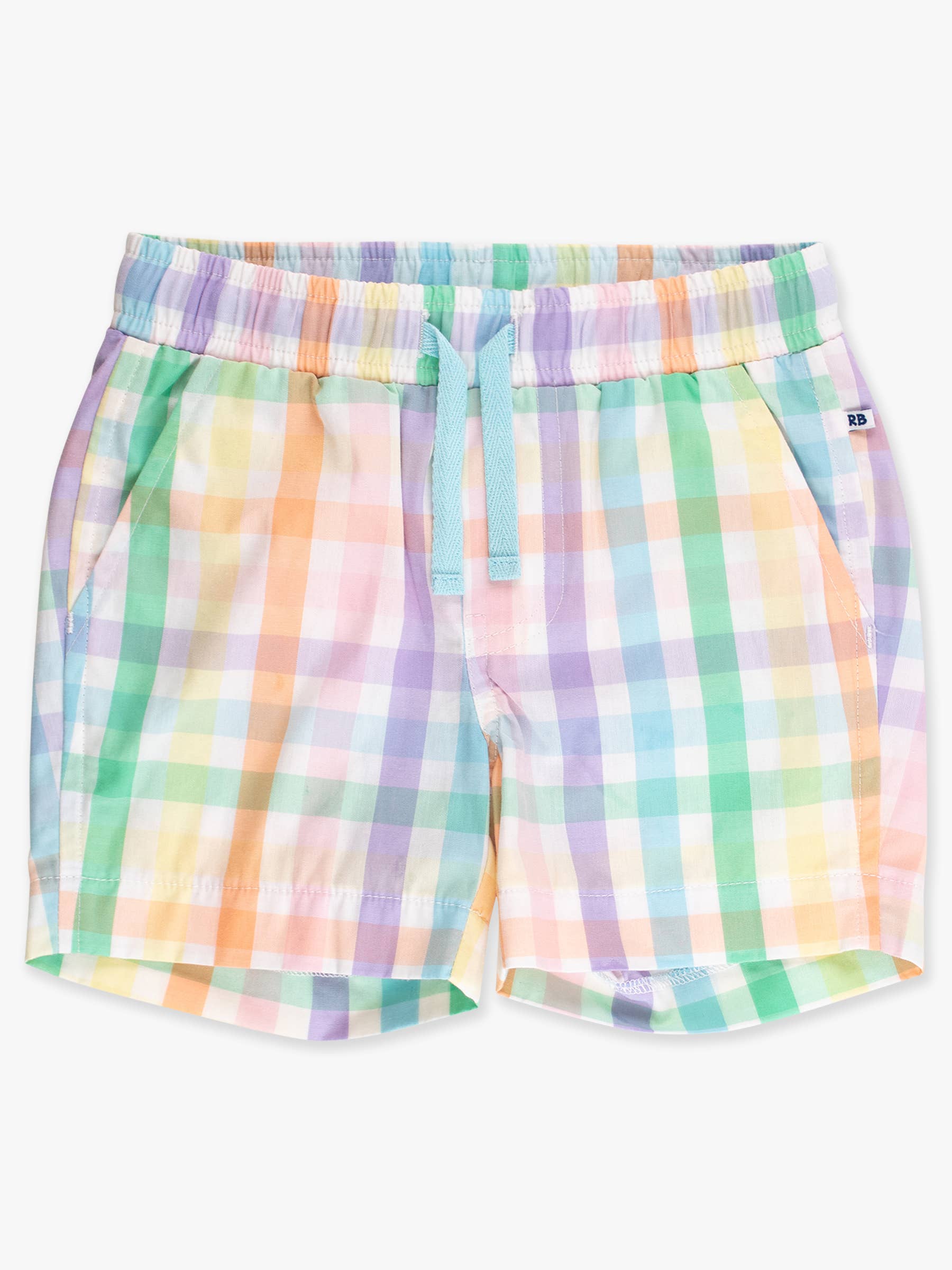 Boys Poppy Rainbow Plaid Pocket Henley Shirt & Pull-on Short Set