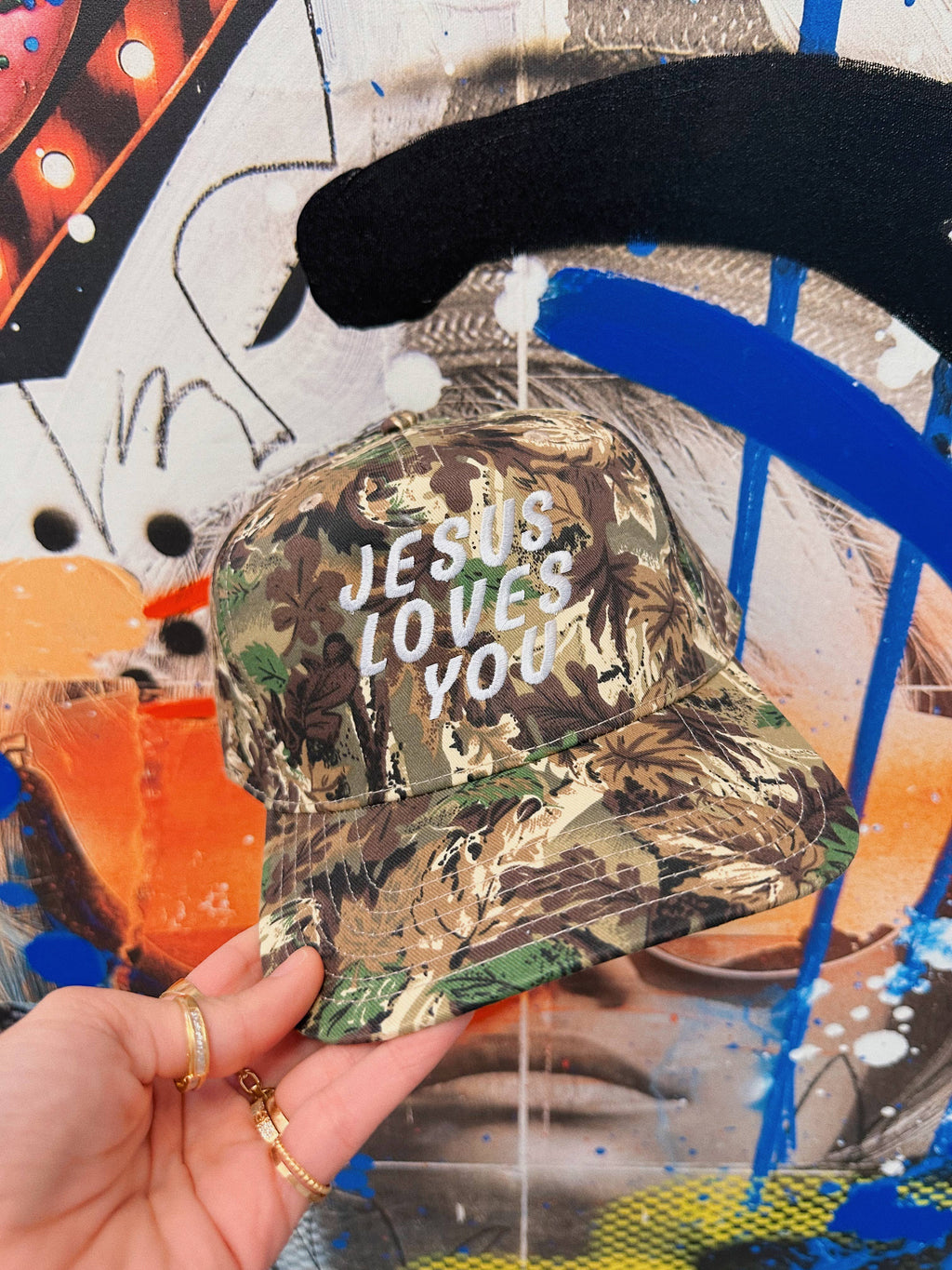 Jesus Loves You Camo Embroidery Hat