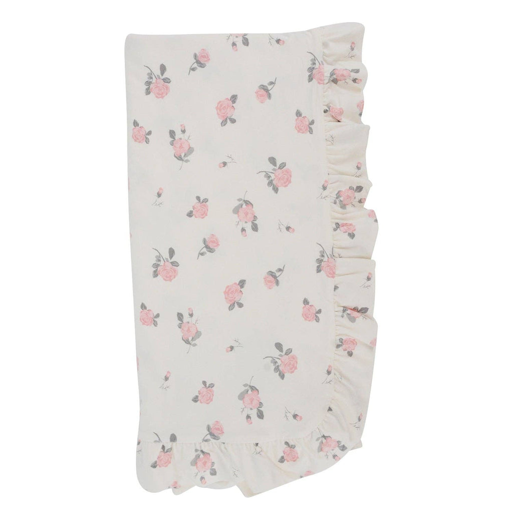 Sweet Bamboo Ruffle Blanket - Roses White