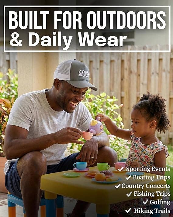 5 Panel  3D Embroidery Trucker Hat: Girl Dad (Grey)