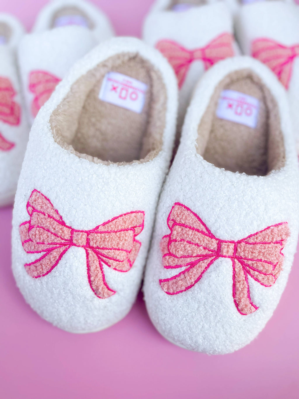 Pink Bow Slippers-Mamas