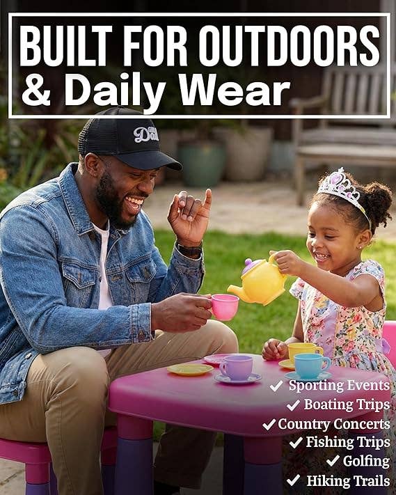 5 Panel 3D Embroidery Trucker Hat: Girl Dad (Black)