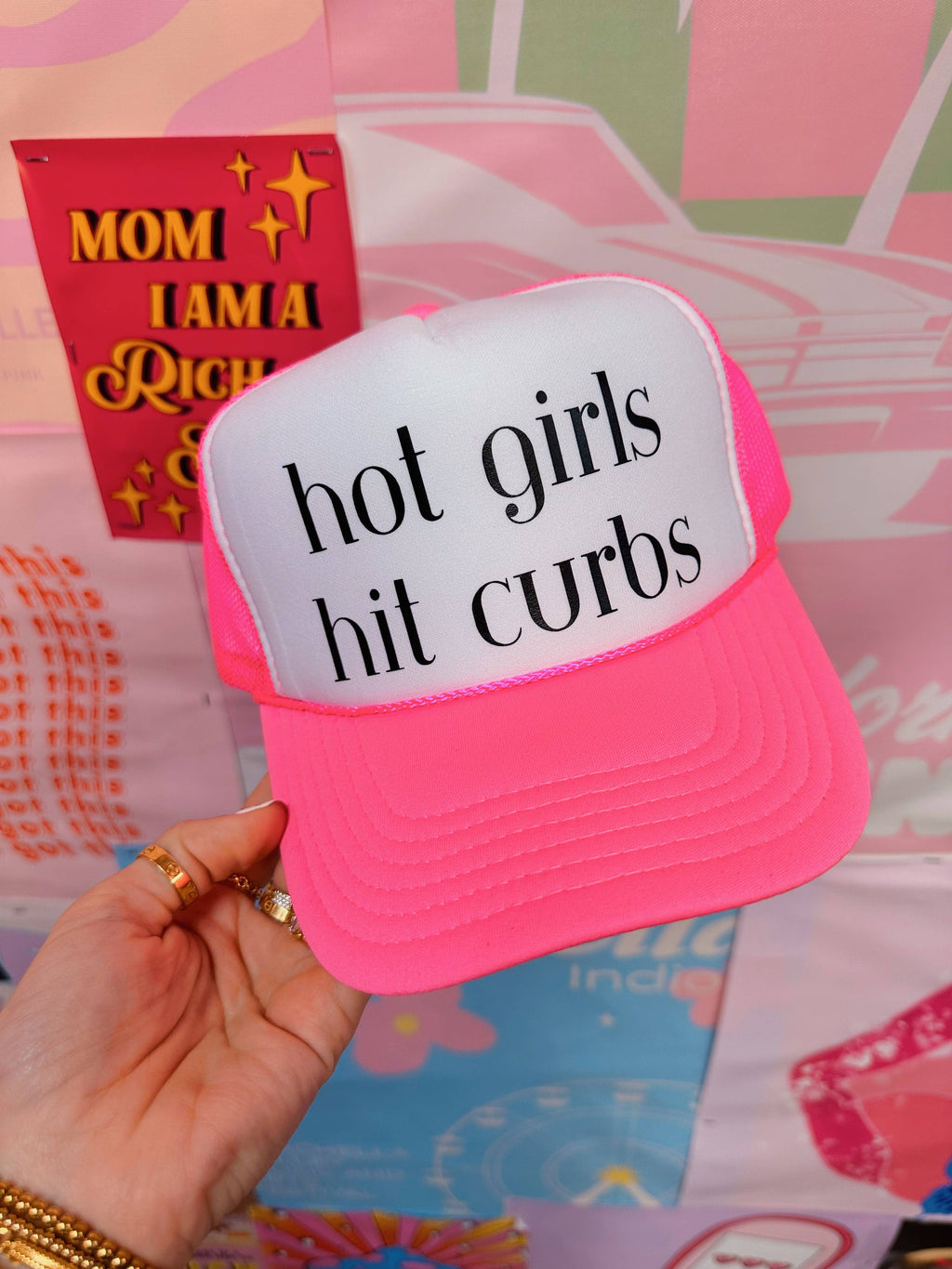 Hot Girls Hit Curbs - Hot Pink Trucker Hat