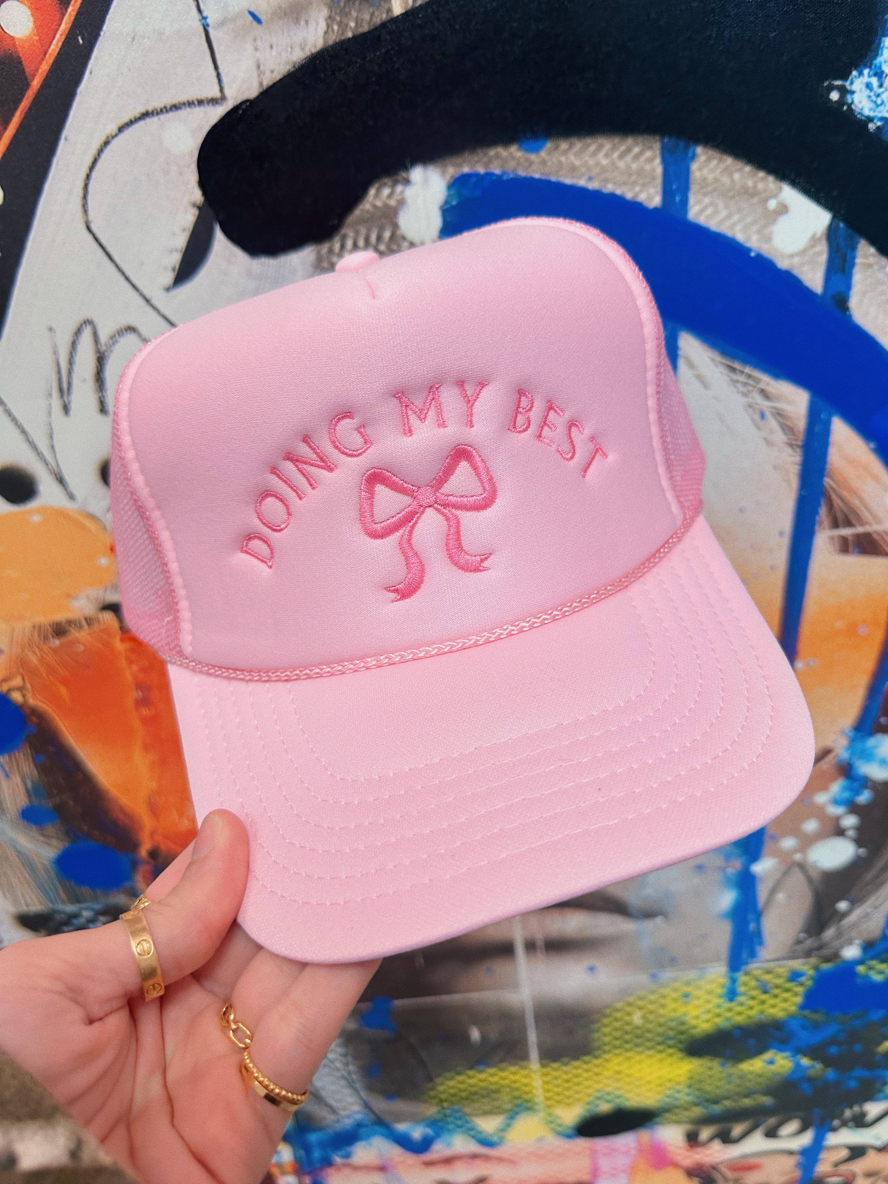 Doing My Best Bow Embroidered Hat