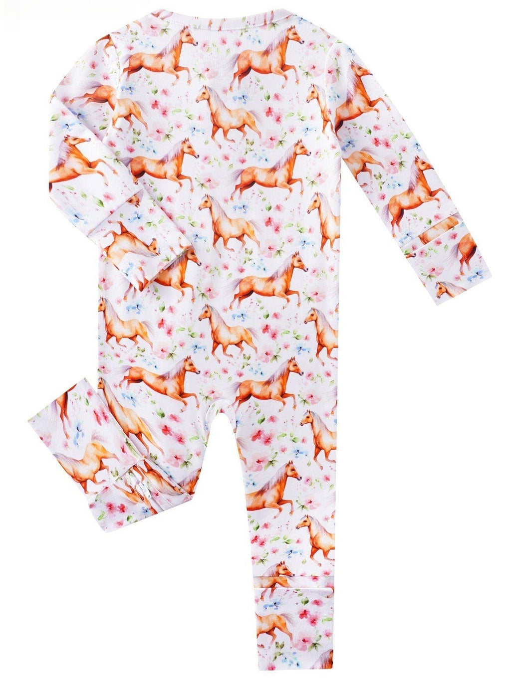 PoshTOT Horse Bamboo Baby Convertible Zippy Romper
