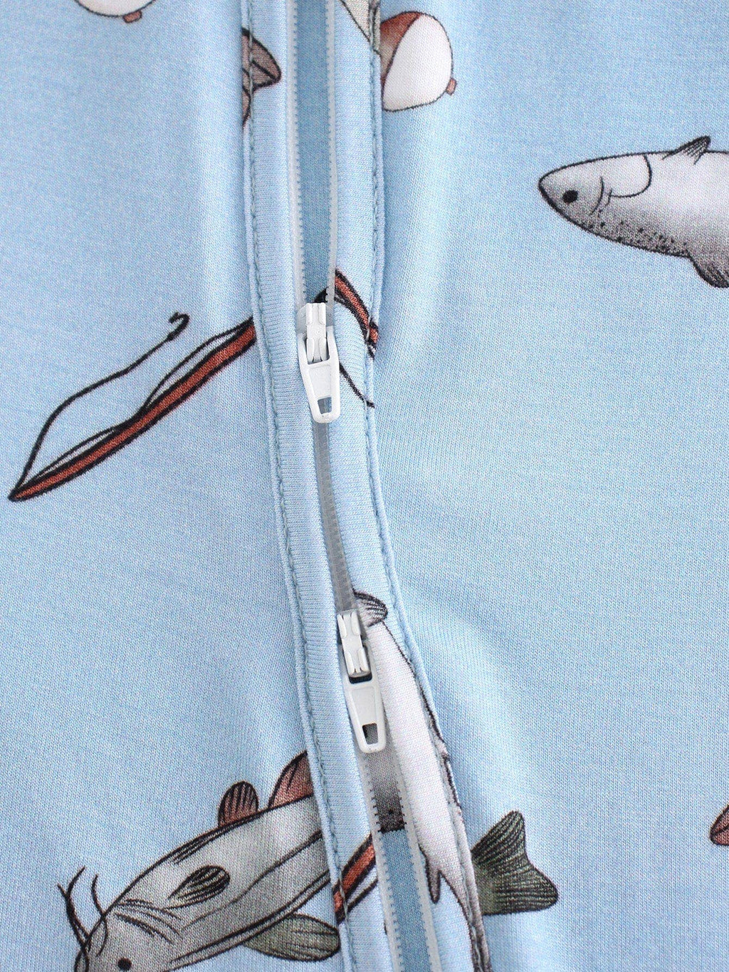 PoshTOT Blue Fish Bamboo Baby Convertible Zippy Romper