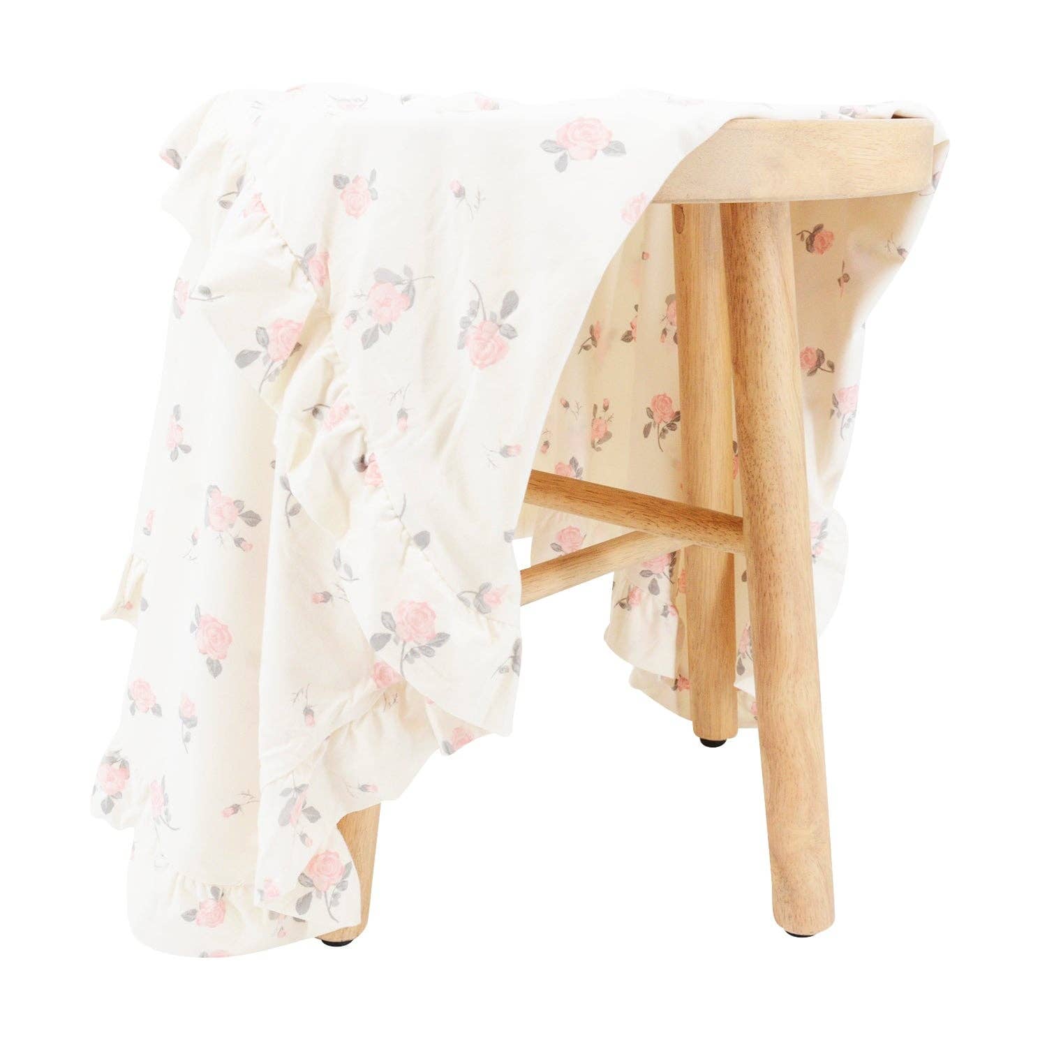 Sweet Bamboo Ruffle Blanket - Roses White
