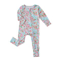 PoshTOT Spring Floral Bamboo Baby Convertible Zippy Romper