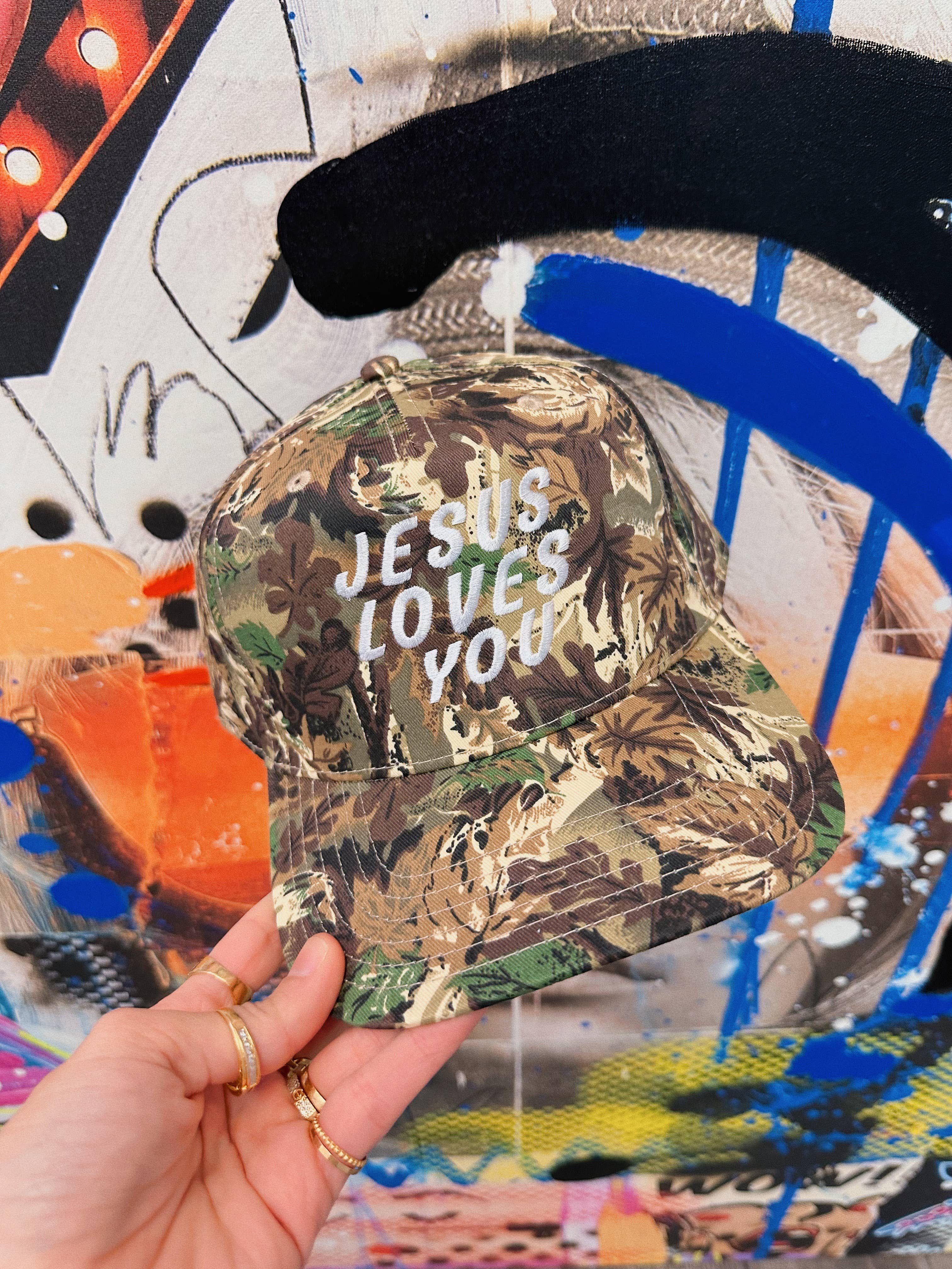 Jesus Loves You Camo Embroidery Hat