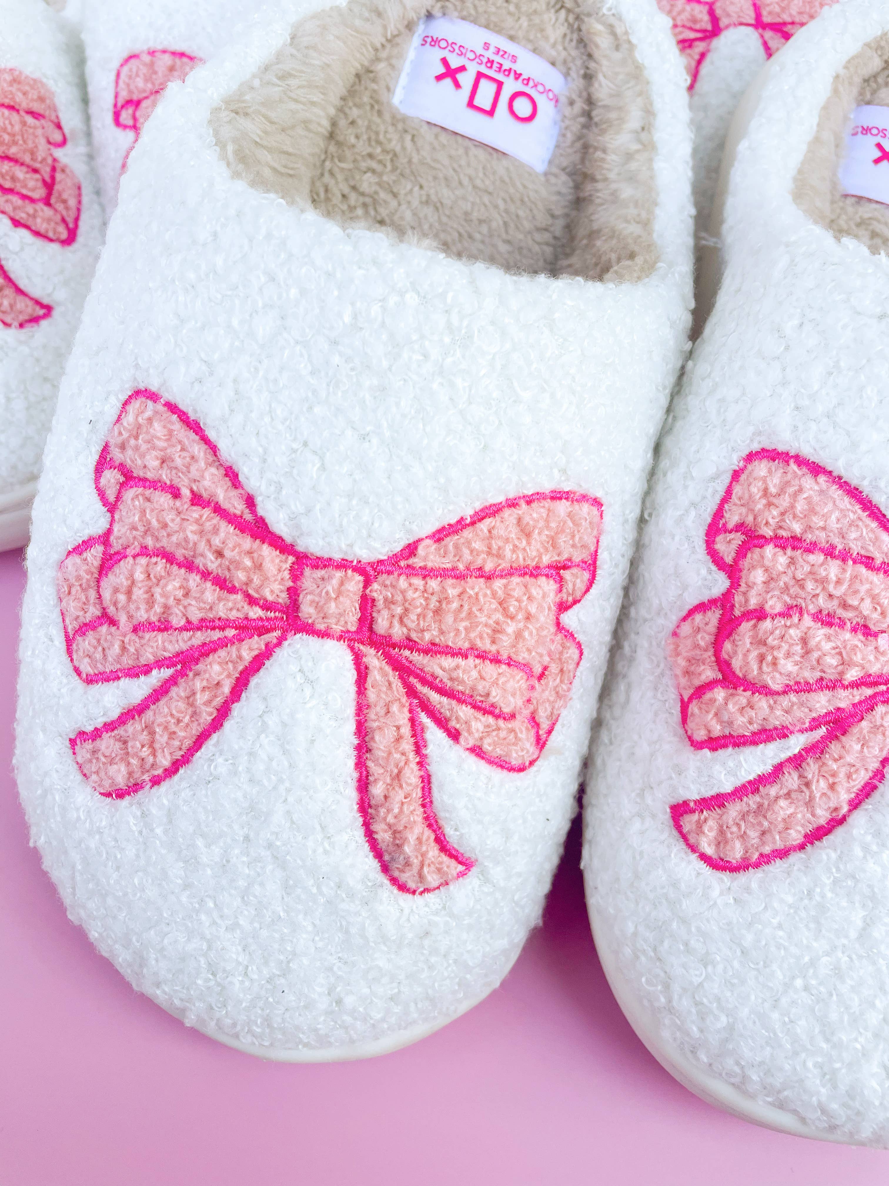 Pink Bow Slippers-Mamas