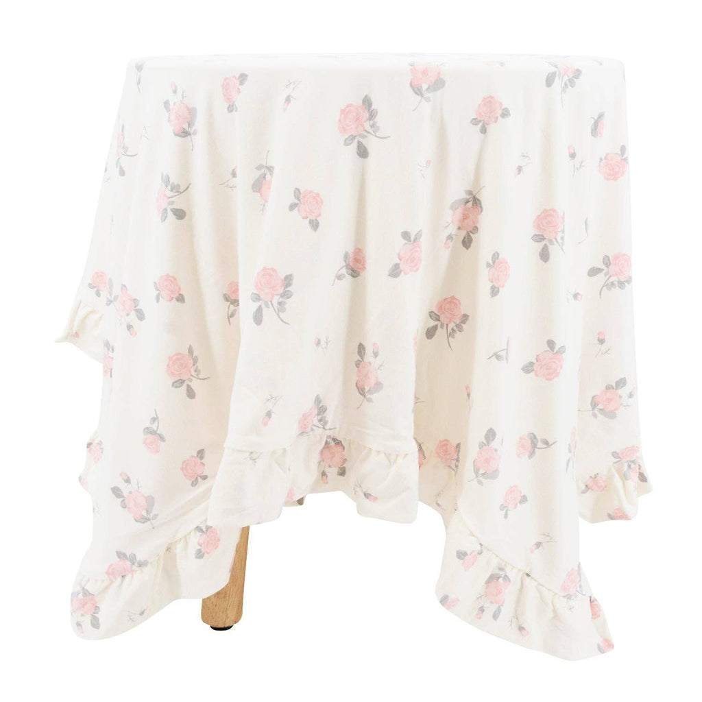 Sweet Bamboo Ruffle Blanket - Roses White