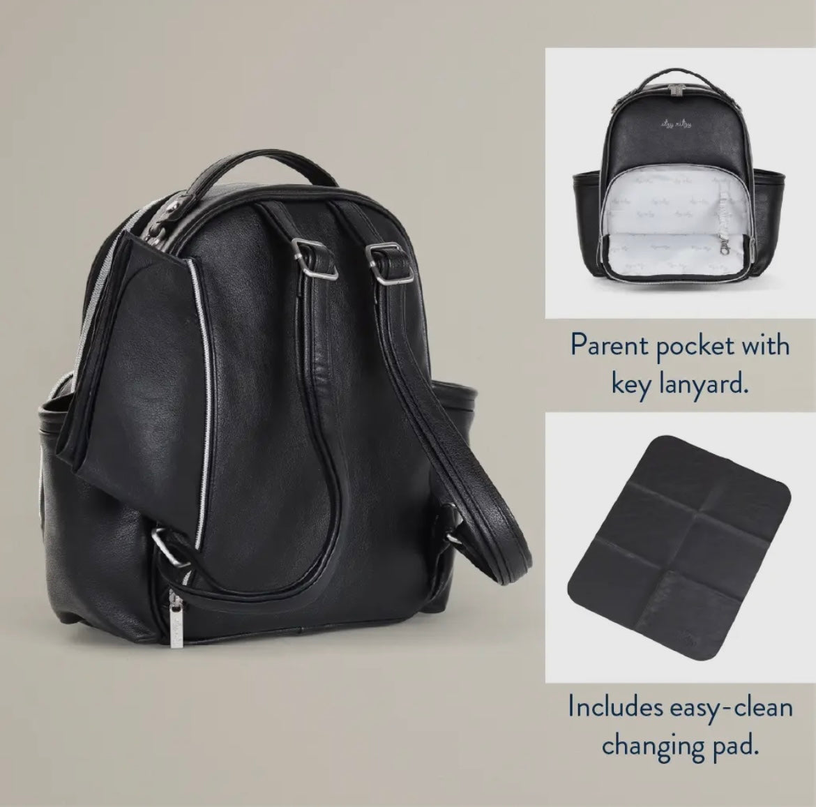 New Itzy Ritzy Noir Itzy Mini Plus Diaper Bag Backpack