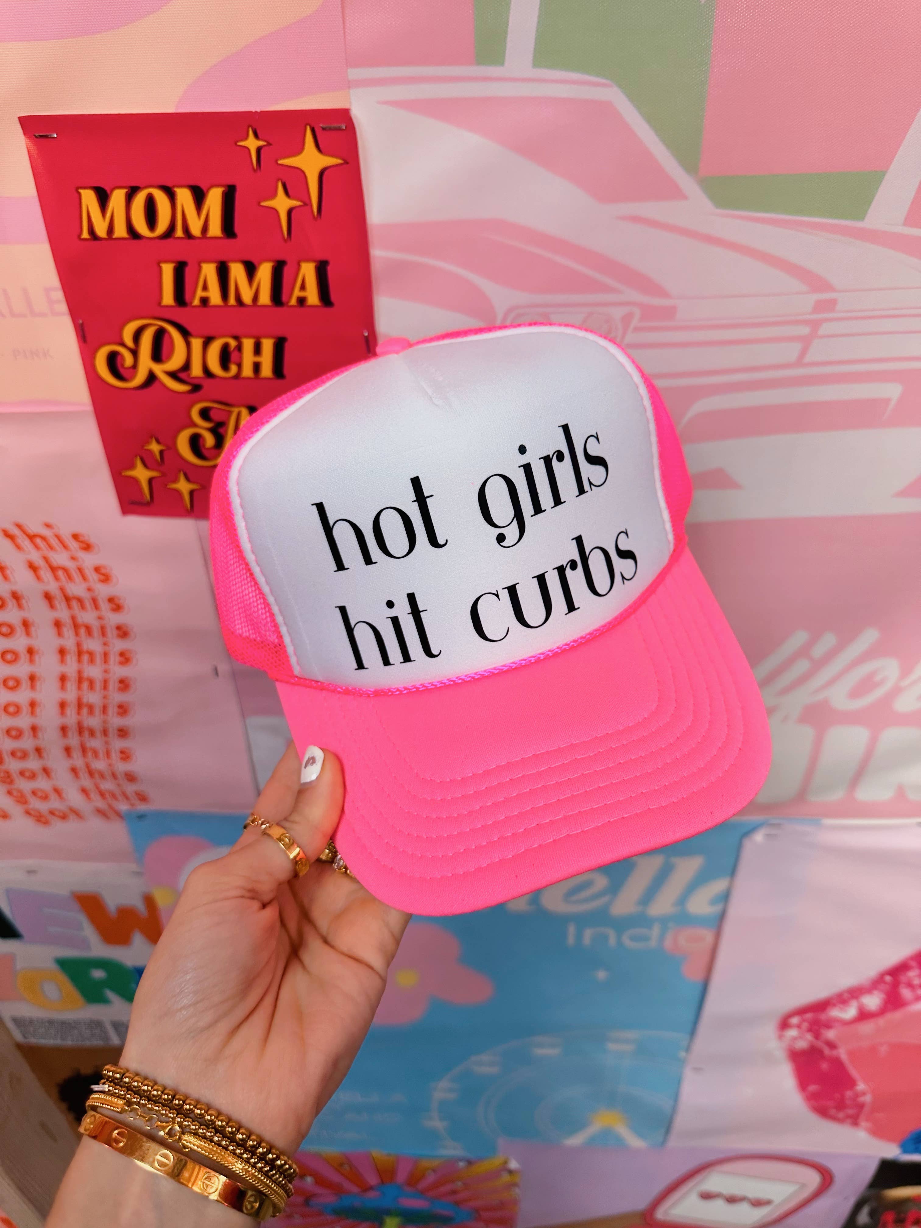 Hot Girls Hit Curbs - Hot Pink Trucker Hat