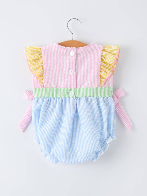 "Jesus Loves Me "Embroidered Baby Girls Romper
