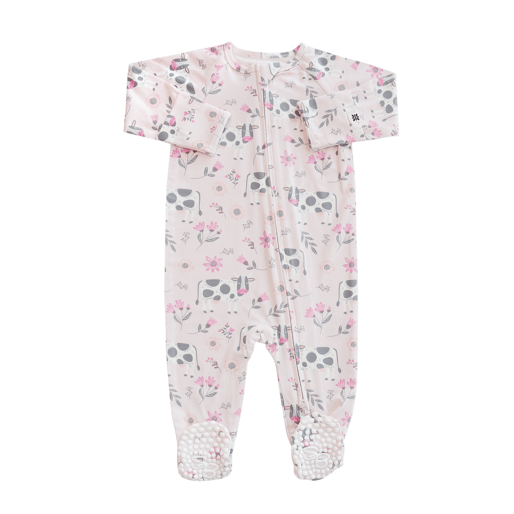 Sweet Bamboo Cow-Girl Zipper Footie