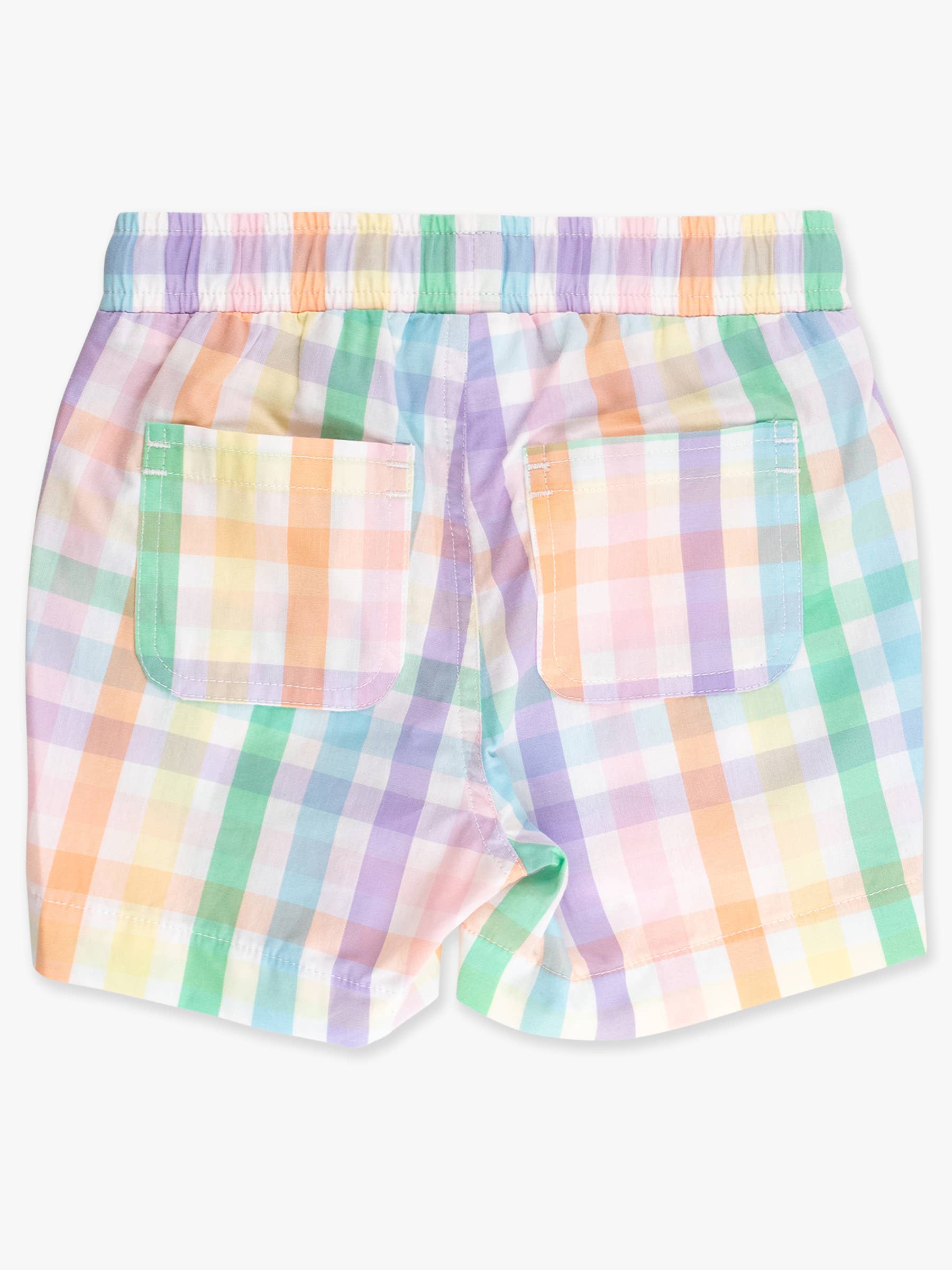 Boys Poppy Rainbow Plaid Pocket Henley Shirt & Pull-on Short Set