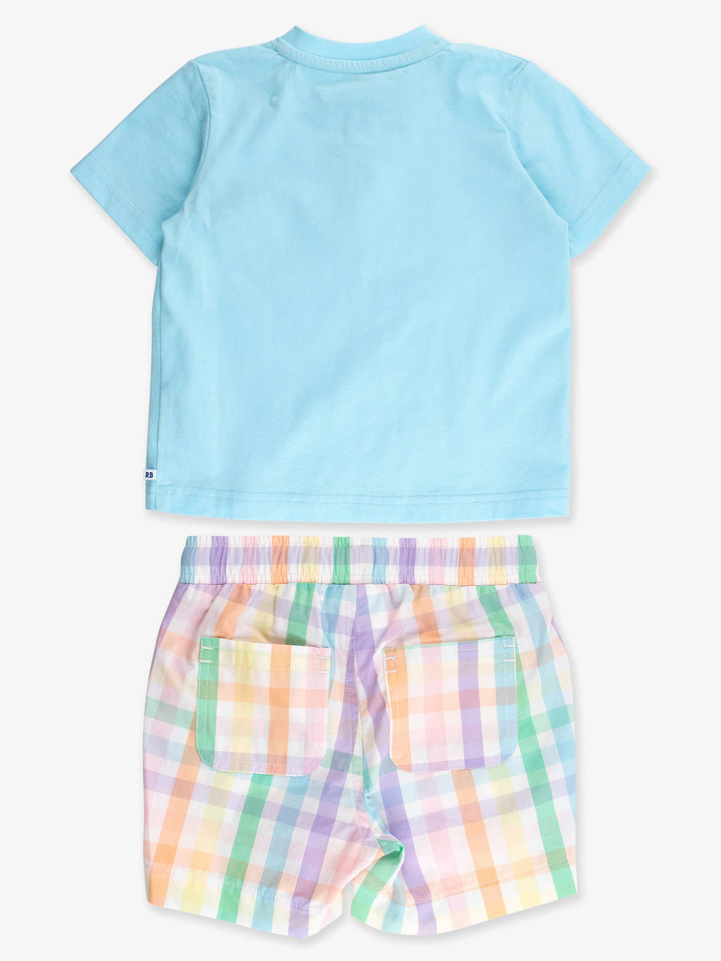 Boys Poppy Rainbow Plaid Pocket Henley Shirt & Pull-on Short Set
